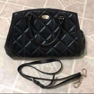 Elegant Black Quilted Madison Carryall Coach Handbag